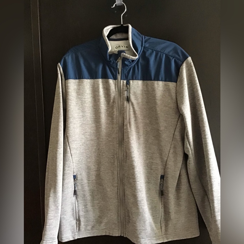 Orvis Light Gray Jacket with Navy Trim